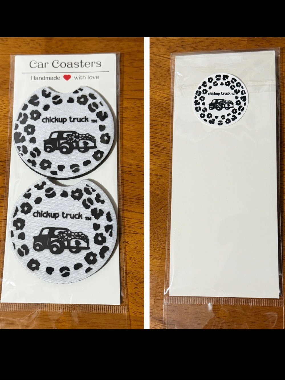 Car Coasters Logo Chickup Truck -  (Set of 2) 🩵🛻🐥🩵